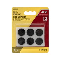 Ace Foam Self Adhesive Bumper Pad Black Round 3/4 in. W 12 pk