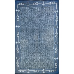 Homefires 3 ft. W X 5 ft. L Blue/White Nautica Polyester Accent Rug