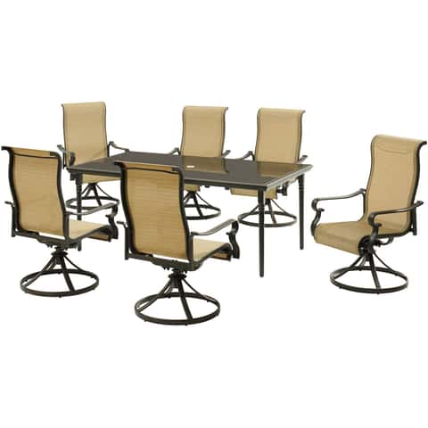 Hanover Brigantine 7 pc Espresso Aluminum Dining Set