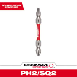 Milwaukee Shockwave Phillips/Square PH2/SQ2 X 2-3/8 in. L Impact Double-Ended Power Bit Steel 1 pc