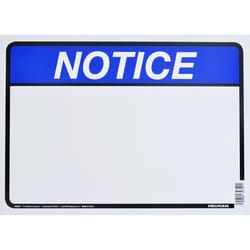 Hillman English White Notice Sign 10 in. H X 14 in. W