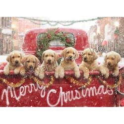 Avanti Christmas Lab Puppies in Red Truck Greeting Card Paper 4 pc