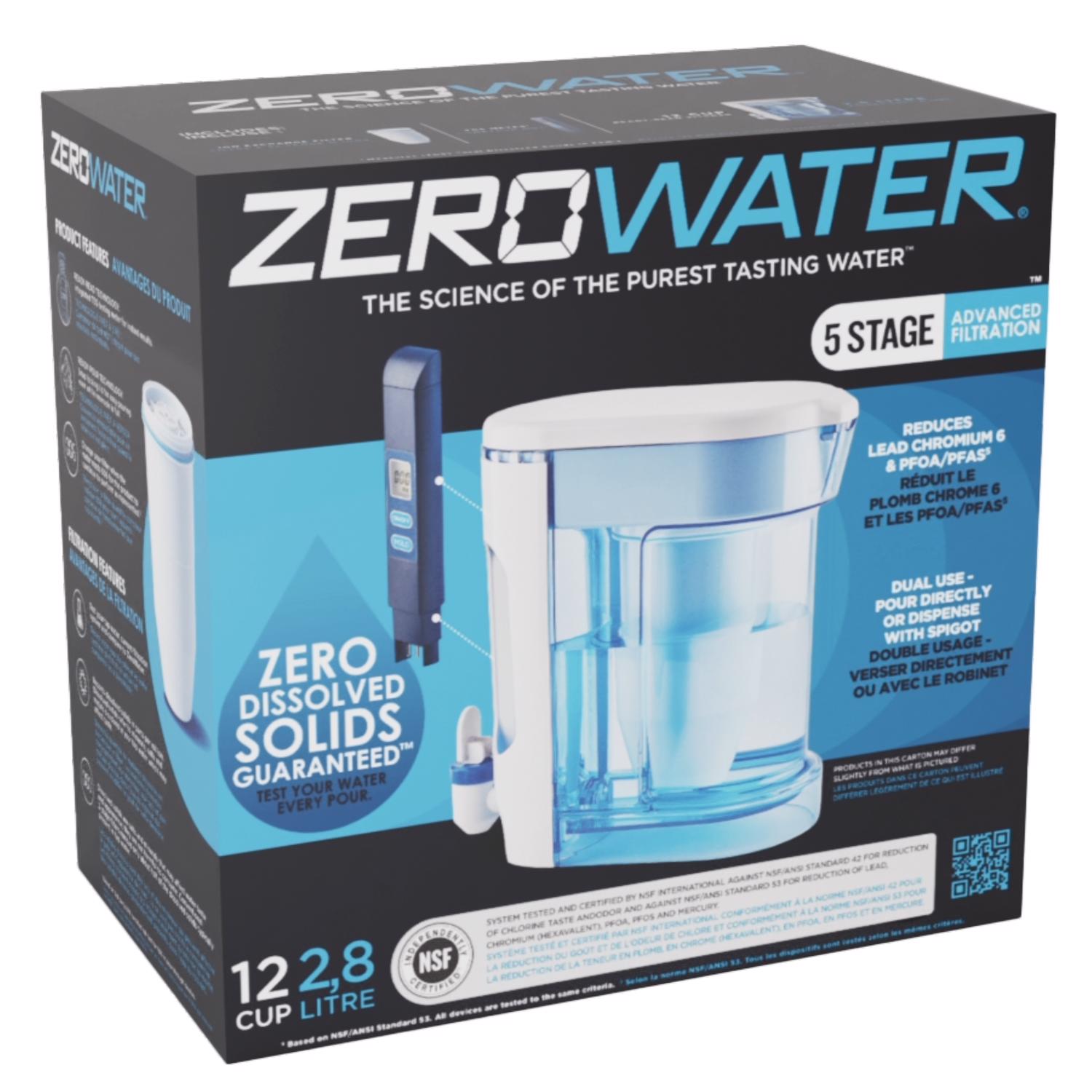 Photos - Kitchen Container ZeroWater Ready-Read 12 cups Blue/White Water Filtration Pitcher ZP-012-RR 