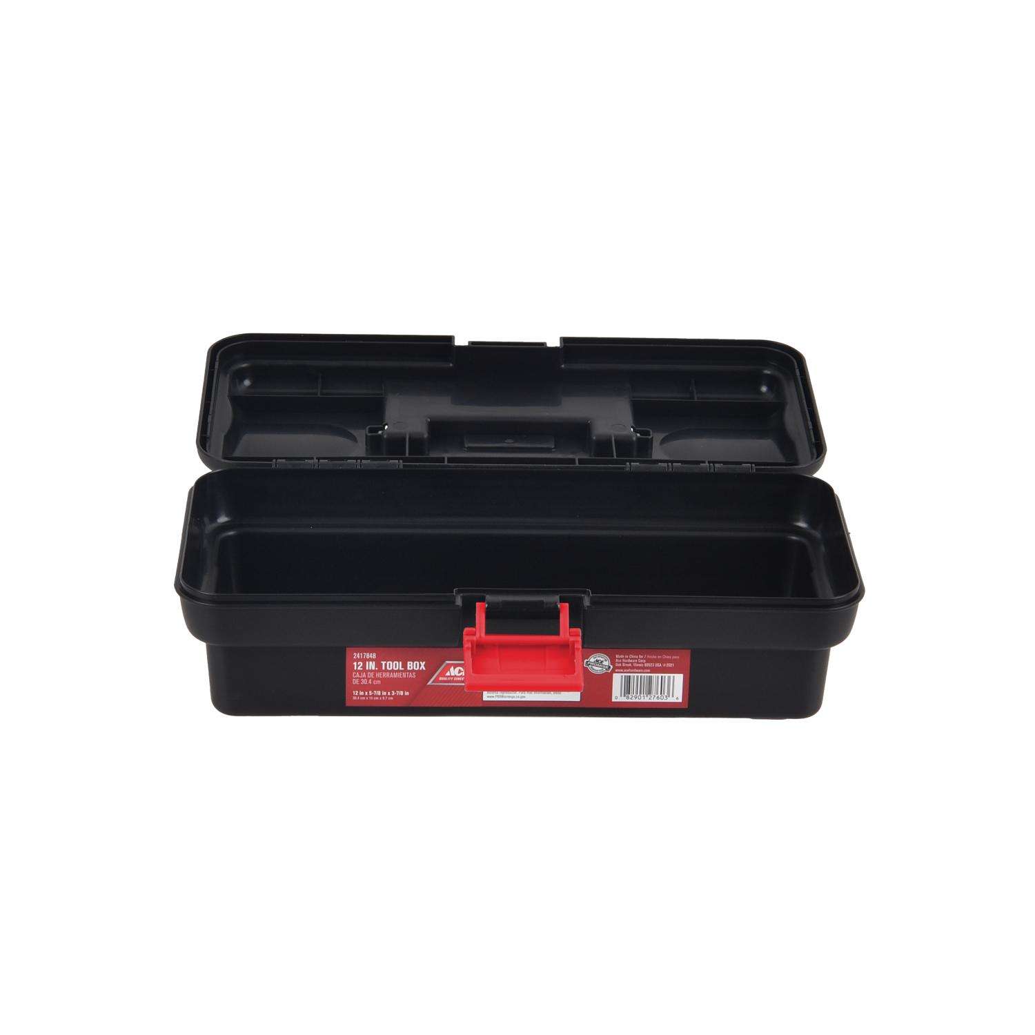 Ace 12 in. One Latch Tool Box Black/Red - Ace Hardware