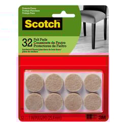 3M Scotch Felt Self Adhesive Protective Pad Beige Round 1 in. W 32 pk
