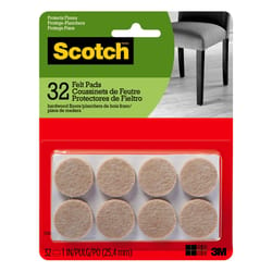 3M Scotch Felt Self Adhesive Protective Pad Beige Round 1 in. W 32 pk