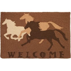 Jellybean 20 in. W X 30 in. L Multi-Color Welcome Horses Polyester Accent Rug