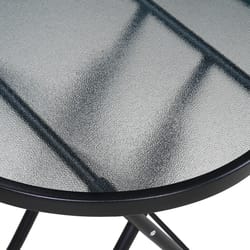 Living Accents Black Round Glass Folding Table