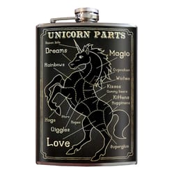 Trixie & Milo Unicorn Parts 8 oz Black Stainless Steel Flask