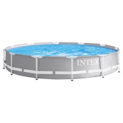 Intex Prism Frame 1718 gal Round Metal Above Ground Pool 30 in. H X 144 in. W X 144 in. L X 12 ft. D