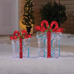 Celebrations LED Cool White 18 and 24 in. Giftboxes Yard Decor