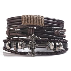 Mad Man Mens Patonce Multicolored Bracelet Alloy/Leather