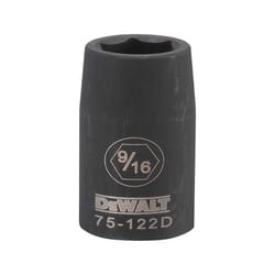 DeWalt 9/16 in. X 1/2 in. drive SAE 6 Point Deep Impact Socket 1 pc