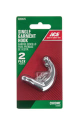 Ace 1-3/4 in. L Chrome Silver Metal Single Garment Hook 2 pk