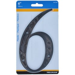 HILLMAN 6 in. Black Plastic Nail-On Number 6 1 pc