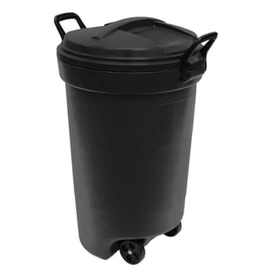 Rubbermaid 32 Gal Plastic Wheeled Trash, Rubbermaid Outdoor Trash Cans With Lid