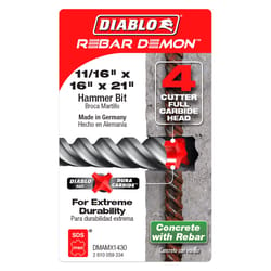 Diablo Rebar Demon 11/16 in. X 21 in. L Carbide Tipped Hammer Drill Bit SDS-Max Shank 1 pc