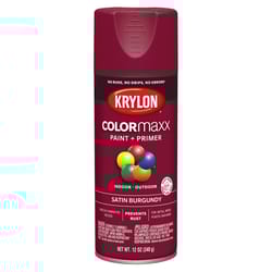 Krylon ColorMaxx Satin Burgundy Paint + Primer Spray Paint 12 oz