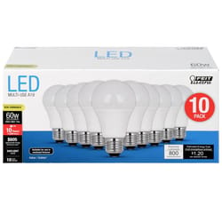 Feit A19 E26 (Medium) LED Bulb Daylight 60 Watt Equivalence 10 pk