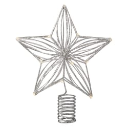 Lumineo LED Silver Glitter Star Tree Topper 10 in.
