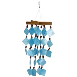 Woodstock Chimes Asli Arts Blue Bamboo 14 in. Diamond Capiz Wind Chime