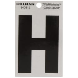 Hillman 3 in. Reflective Black Vinyl Self-Adhesive Letter H 1 pc