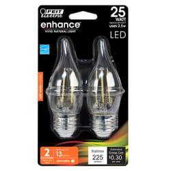 Feit CA10 (Flame Tip) E26 (Medium) LED Bulb Soft White 25 Watt Equivalence 2 pk