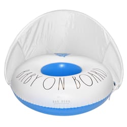 CocoNut Float Rae Dunn Blue/White Vinyl Inflatable Baby Float