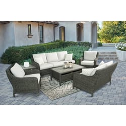 Living Accents Rochdale Brown Wicker Frame Loveseat Gray