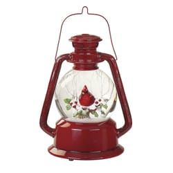 Roman Glitter Dome Red/White Musical Lantern Dome with Cardinal and Snowflakes Indoor Christmas Deco