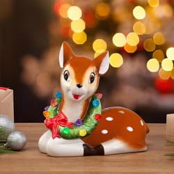 Mr. Christmas LED Brown/White Christmas Deer Figurine 9 in.
