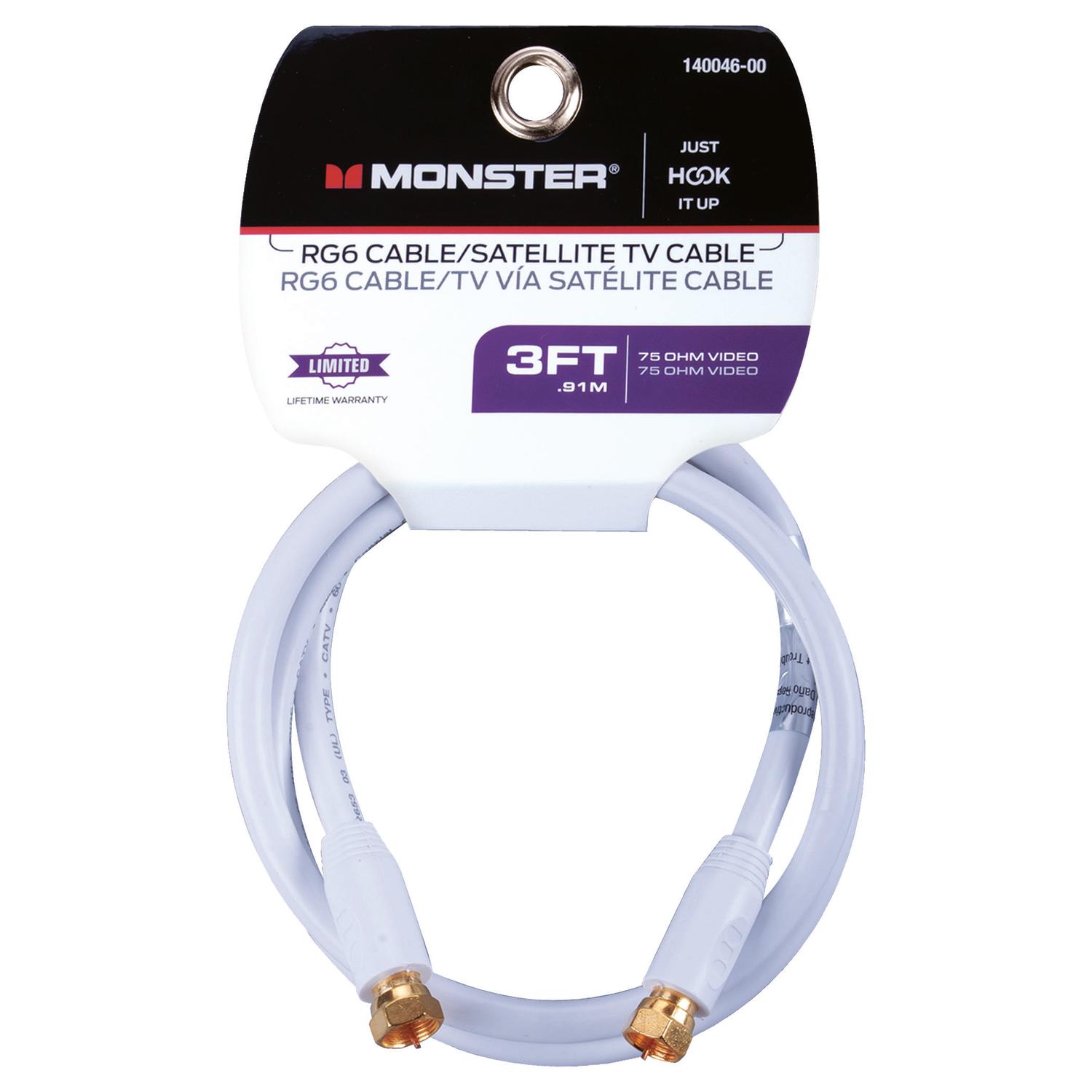 Monster Just Hook It Up 3 ft. Video Coaxial Cable Ace Hardware