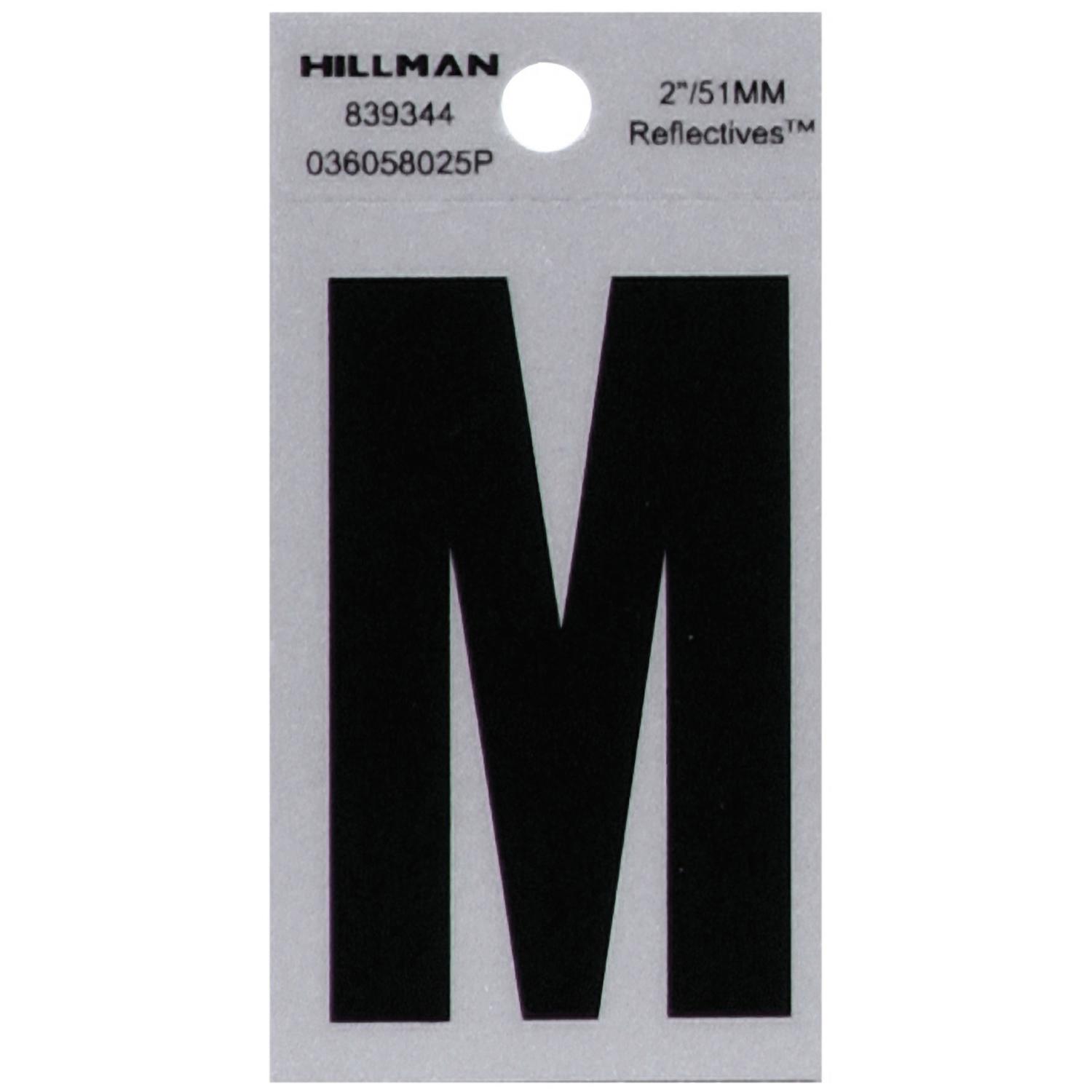 Hillman 2 In. Reflective Black Vinyl Self-Adhesive Letter M 1 Pc - Ace ...