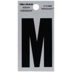 Hillman 2 in. Reflective Black Vinyl  Self-Adhesive Letter M 1 pc