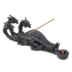 Dragon Crest 3.5 in. H X 11 in. L Three Headed Dragon Poly Resin Decorative Incense Burner