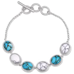 Montana Silversmiths Women's Oceans of Heaven Toggle Oval Silver/Turquoise Bracelet