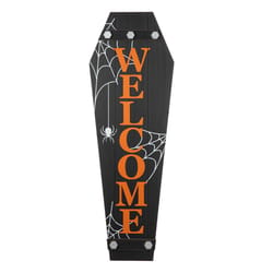 Glitzhome 42 in. Welcome Coffin Porch Halloween Decor