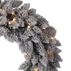 Glitzhome 24 in. D Incandescent Prelit Warm White Snow Flocked Wreath