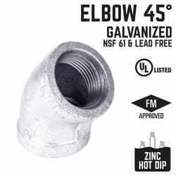 STZ Industries 3/8 in. FIP each X 3/8 in. D FIP Galvanized Malleable Iron 45 Degree Elbow