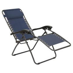 Living Accents Black Steel Frame Zero Gravity Relaxer Chair Navy Blue