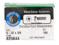 HILLMAN No. 6-32 Ga. X 3/8 in. L Phillips Oval Head Stainless Steel Machine Screws 100 pk