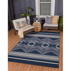 Linon Home Decor Hadrys 5 ft. W X 7 ft. L Ivory/Navy Boho Polyester Accent Rug