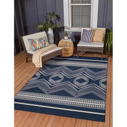 Linon Home Decor Hadrys 5 ft. W X 7 ft. L Ivory/Navy Boho Polyester Accent Rug