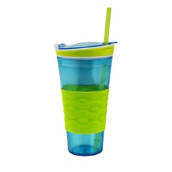 Snackeez 16 oz Blue BPA Free Snack and Beverage Holder
