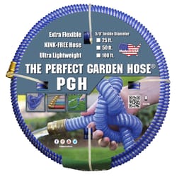 The Perfect Garden Hose 5/8 in. D X 50 ft. L Light Duty Professional Grade Flexible Garden Hose Blue