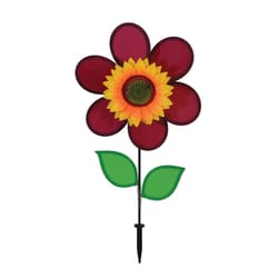 In The Breeze Multicolored Nylon 24 in. H Sunflower Garden Stake Spinner