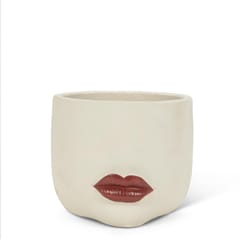 Abbott 5 in. D Cement Lip Planter Red/White