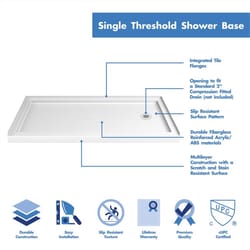 DreamLine SlimLine 2-3/4 in. H X 32 in. W X 60 in. L White Shower Base