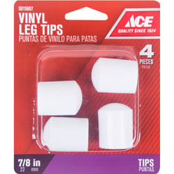 Ace Vinyl Leg Tip White Round 7/8 in. W 1 pk