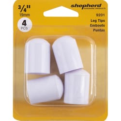 Shepherd Hardware Vinyl Leg Tip White Round 3/4 in. W X 3/4 in. L 4 pk